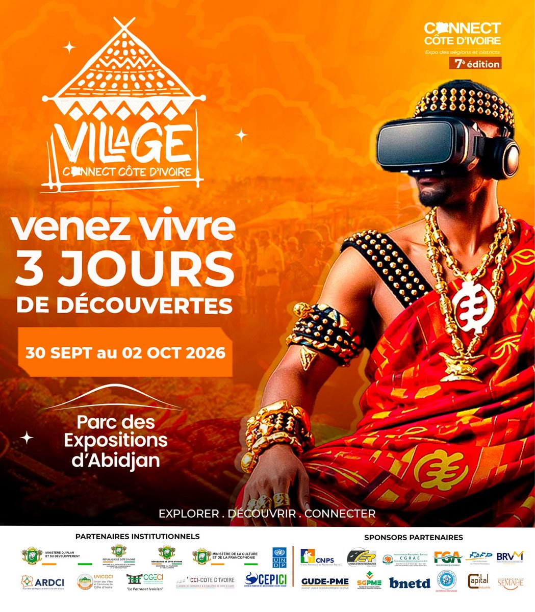 Ineedci's tweet photo. La 7e édition de CONNECT CÔTE D'IVOIRE, Expo des Régions et Districts,
📅 30 Sept au 02 Oct 2026 📷 Parc des Expositions d'Abidjan
https://t.co/JY0siKCUER https://t.co/zqsk1XIx53
