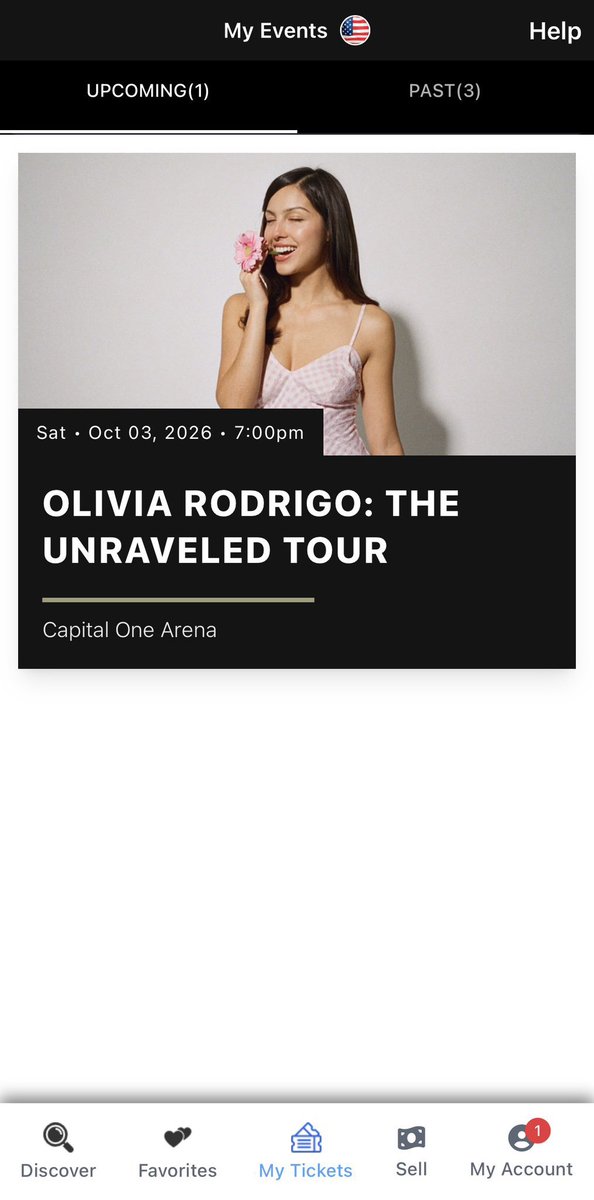 SmithJohnsk3's tweet photo. I’m desperately looking to Get Rid of my Three tickets for Olivia Rodrigo Tour concert 

——📍 Capital One Arena - Washington, DC
Time: 7:00pm - Saturday October 03

Message me if you’re interested 🙏❤️
Asking for $200 each per ticket 🎫 https://t.co/0b2Q854uHu