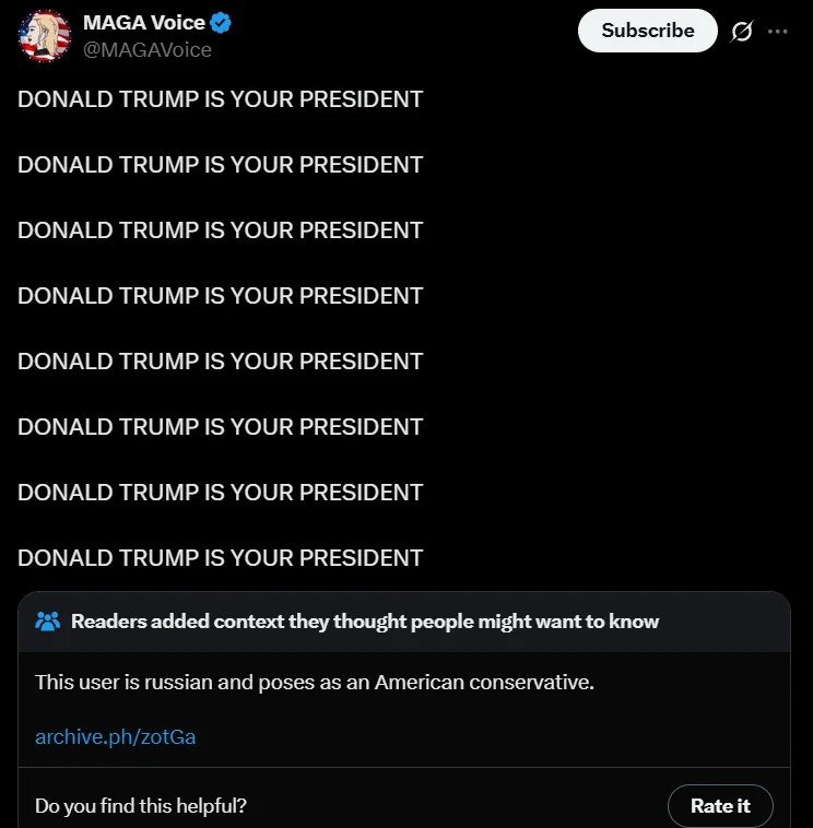 3l173HaX0r's tweet photo. @MAGAVoice Russian bot https://t.co/Kr0Yo7xiOX