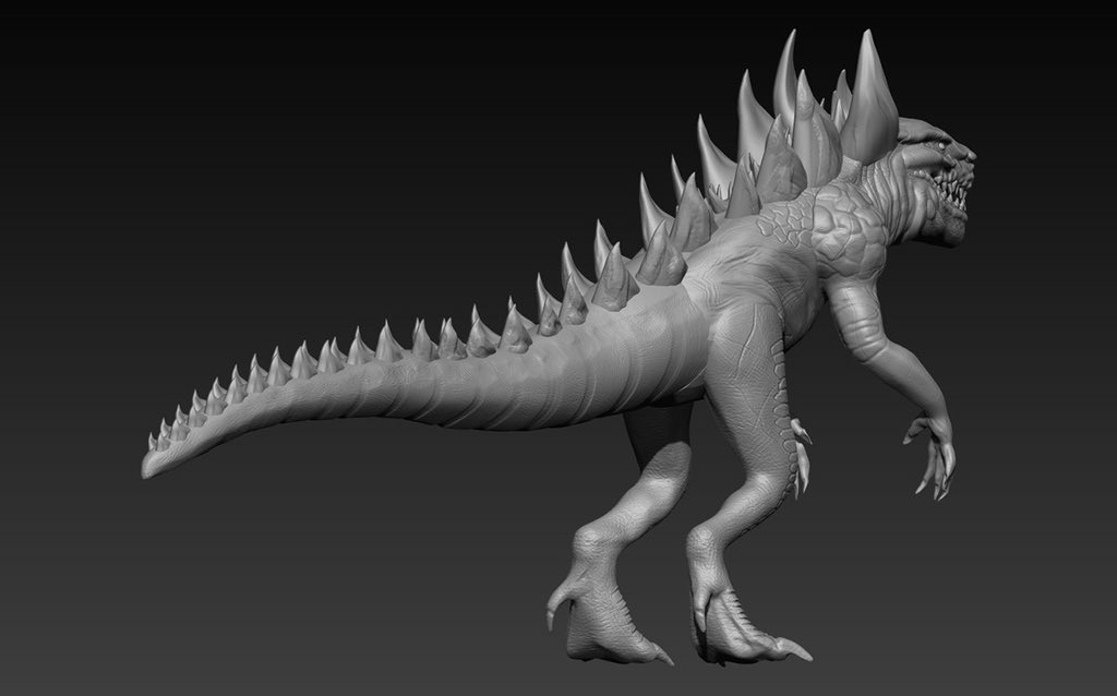 Quailrnv's tweet photo. High-poly creature sculpt breakdown ✍️ Tyrannosaur stance mixed with spiky aquatic reptilian features.
Sculpted in ZBrush. Swipe through for the angle turnarounds!

#ZbrushArt #DigitalSculpting #MonsterArt #CharacterArt #3DModel #GameArt https://t.co/hU3cZIUiFJ