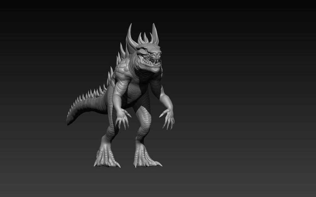 Quailrnv's tweet photo. High-poly creature sculpt breakdown ✍️ Tyrannosaur stance mixed with spiky aquatic reptilian features.
Sculpted in ZBrush. Swipe through for the angle turnarounds!

#ZbrushArt #DigitalSculpting #MonsterArt #CharacterArt #3DModel #GameArt https://t.co/hU3cZIUiFJ