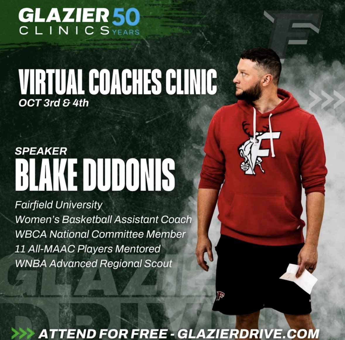 BlakeDuDonis's tweet photo. Really appreciate Glazier Clinics for reaching out &amp; asking me to present during their clinic coming up next weekend.

I’ll be doing two segments: one on help side/team defense, &amp; another on Gameday preparation from a coaching perspective.

Free to register! https://t.co/pLk9vaHkF7
