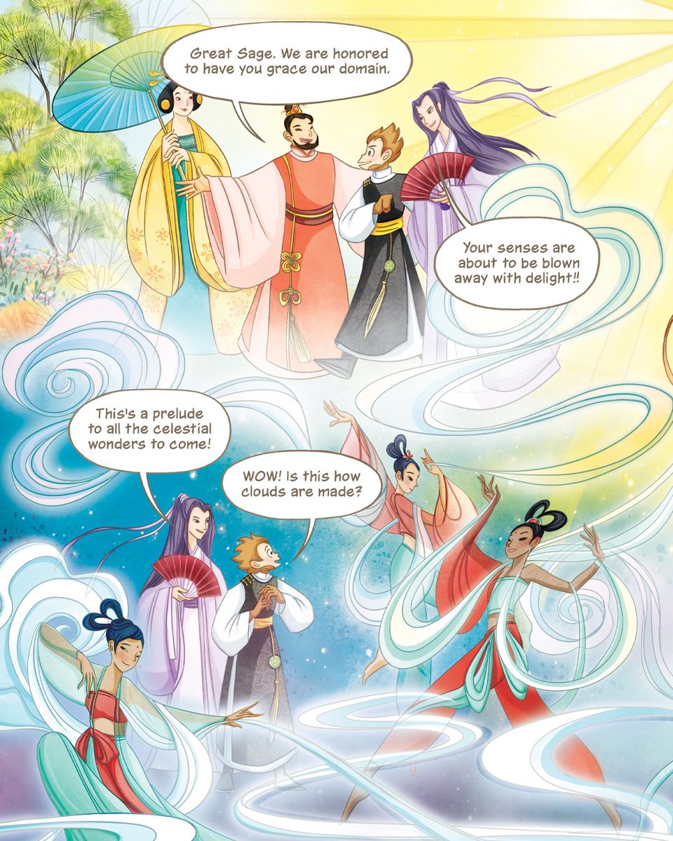 MaxieJupitth's tweet photo. I’ve always loved the Monkey King’s wild adventures, but my favorite pages to create were often the quiet ones. Those peaceful moments let me shape the world around him. Monkey King: Uproar in Heaven is now available for preorder. https://t.co/zZ7RBXFfFW