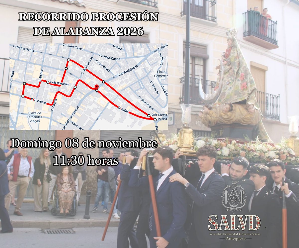 saludatq's tweet photo. -OFICIAL-
El Cabildo General de Hermanos de la Venerable Hermandad de Nuestra Señora de la Salud y Santiago Apóstol de Antequera aprueba la Procesión de Alabanza de Nuestra Titular el domingo 08 de noviembre a las 11:30 horas.

#SoySalud #SaludAtq #CofradiasAtq #CofradiasMLG https://t.co/BkEf5TGOQA