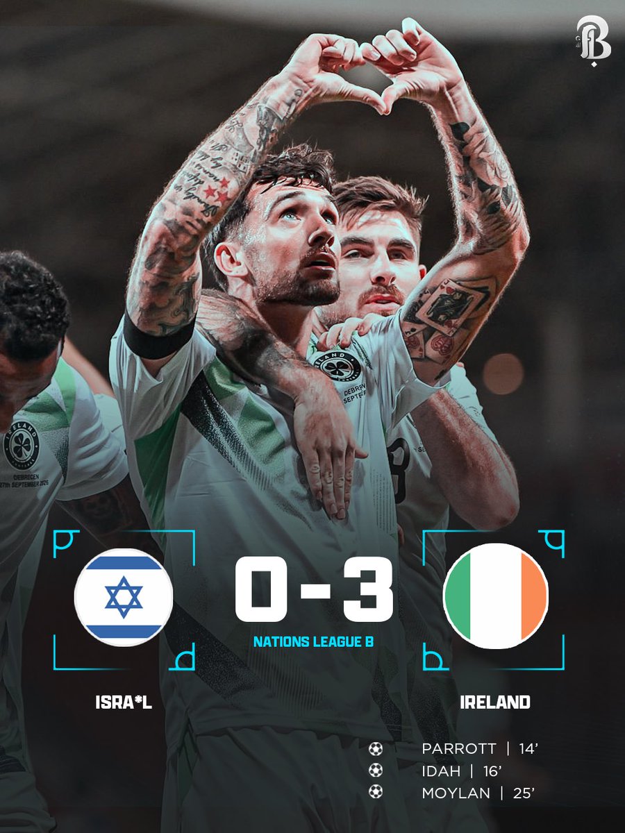 FaithfullBaller's tweet photo. A statement win from Ireland, heads down during the Isra*l anthem, no handshakes for their opposition and all players wearing black armbands tonight. 

Well done Ireland 🇮🇪👏 https://t.co/xx7B0klA2B