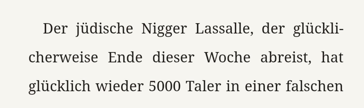 sans_solei1's tweet photo. "recent translations marx says"negro" instead of hard r" 

Meanwhile here's the original passage where Marx deliberately uses the English slur https://t.co/SbRDrjSF6w