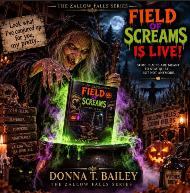 DonnaTBBooks's tweet photo. 🎃 FIELD OF SCREAMS IS HERE! 🎃

Book 8 of The Zallow Falls Series is officially LIVE!

Fall has arrived in Zallow Falls. Come for the colors. Stay for the scares.

https://t.co/IVa4aaNv50

#ZallowFalls #FieldOfScreams #WritingCommunity #BookLovers #IndieAuthor #HalloweenReads https://t.co/uQHyjK0f4i
