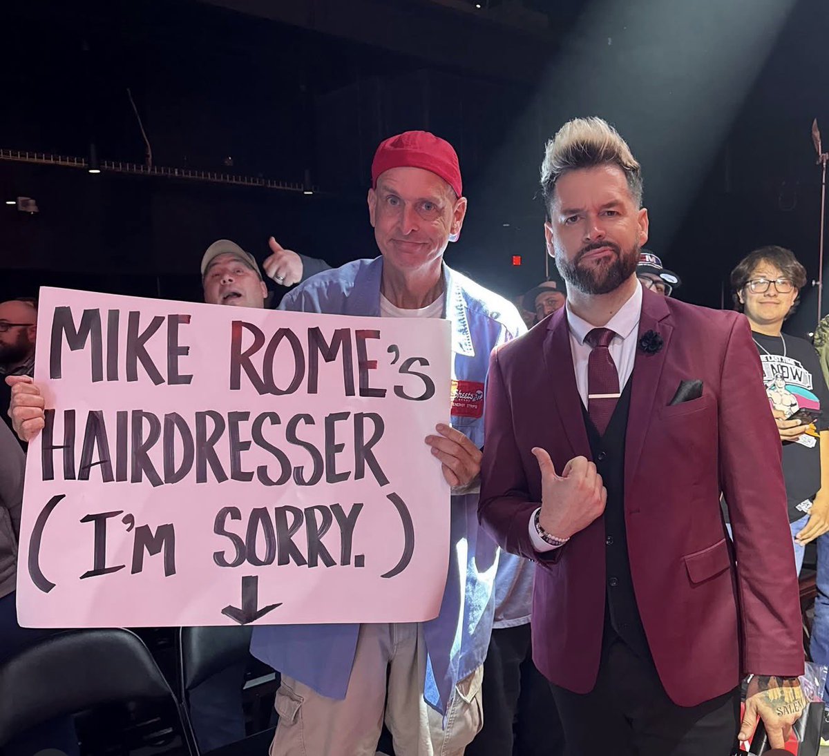 AustinMRomero's tweet photo. Rip Rick 💔 always clever, always fun and always loved wrestling. Will miss seeing you and your signs at shows. #wwesignguy #signguy https://t.co/u6cxbuB91J