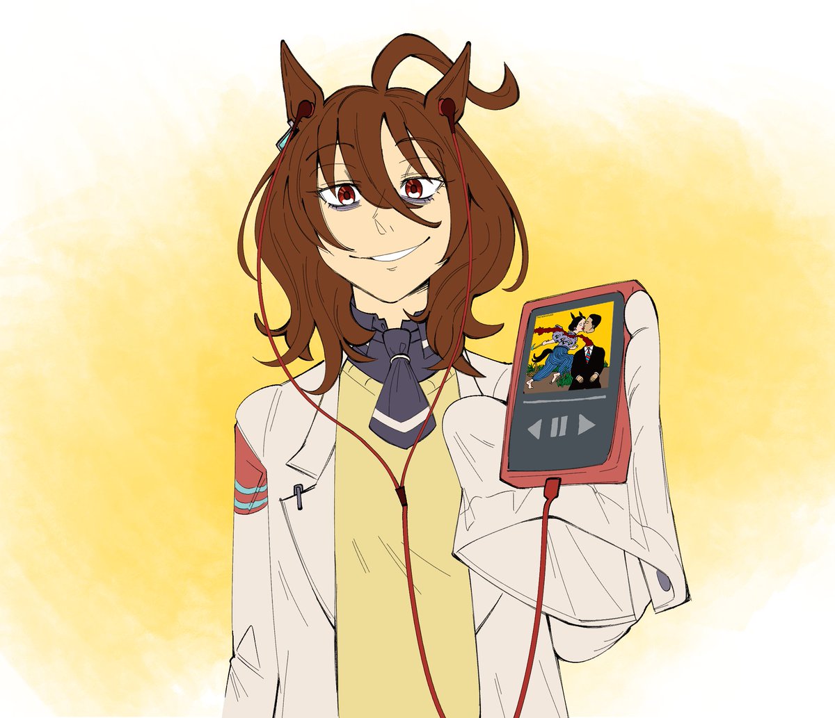 seiunskyuri's tweet photo. what are you listening to, agnes tachyon? https://t.co/SEBaWxzbWs