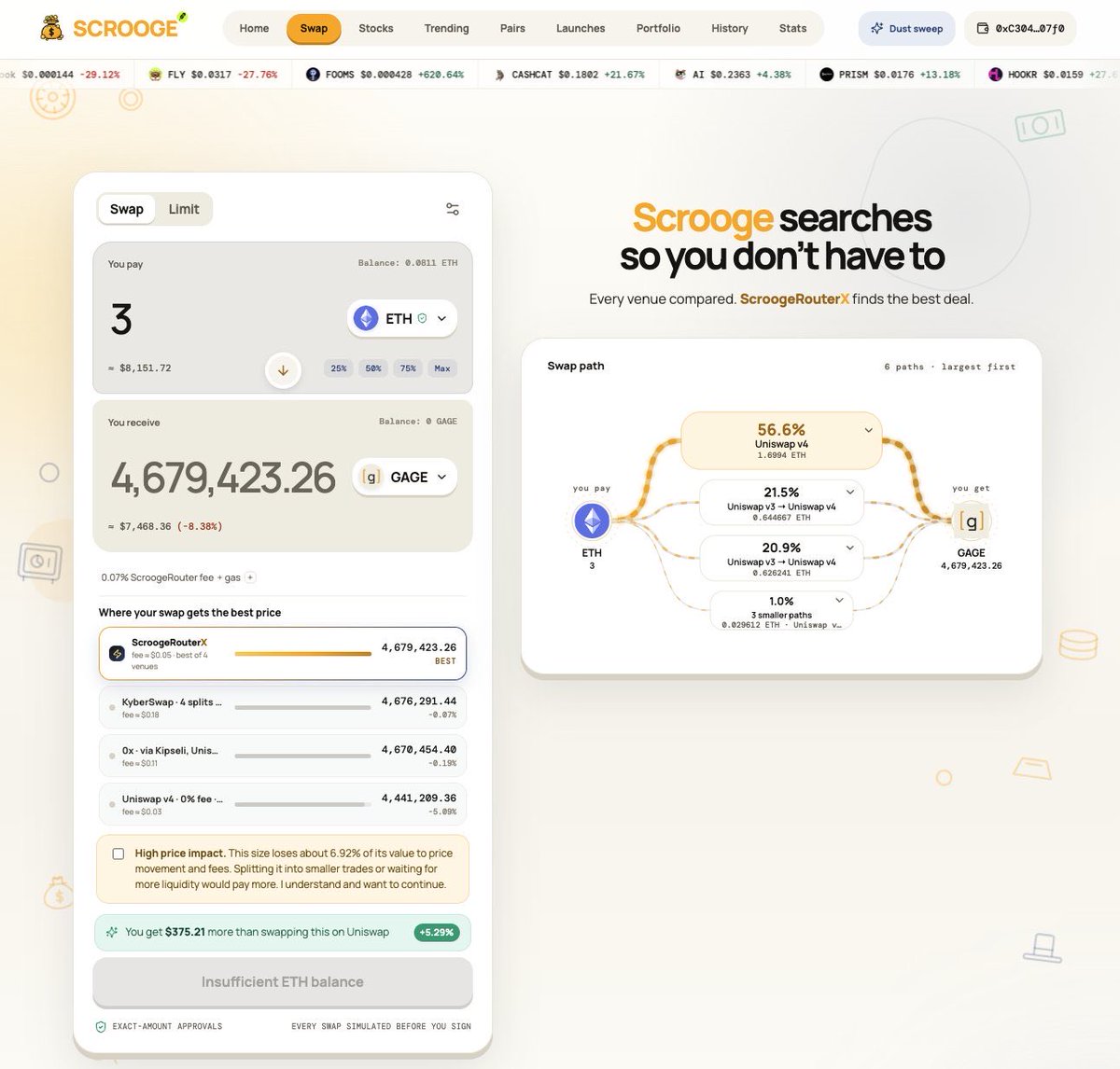 scroogexchange's tweet photo. You can keep donating money to bad execution.

Scrooge would never.

Every venue searched. Best route found. More tokens in your wallet.

Every penny counts.

More to come https://t.co/YSW4OlPeyY