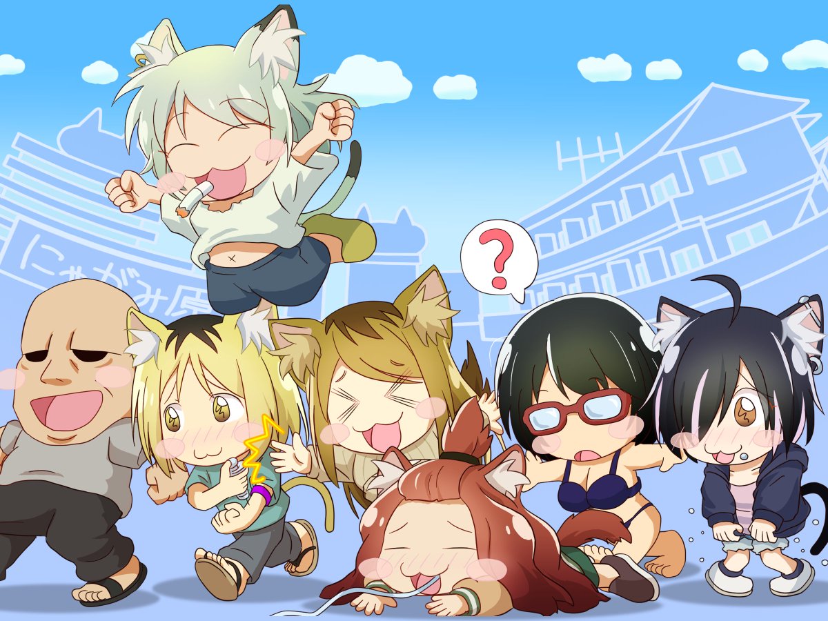 twit_kon's tweet photo. 『ヤニねこ』にゃがみ原市、最高でした✨
『まちカドまぞく』1期ED風に描いてみました。
#ヤニねこ https://t.co/c4GReXtM7k