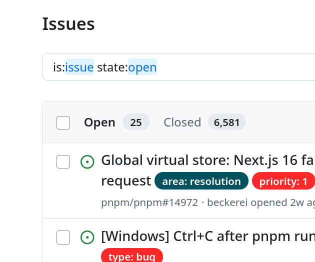 pnpmjs's tweet photo. Thank you for your contributions! We are at 25 open issues.

The goal is 0 issues. Once we are at 0 issues any new issues will be addressed really fast.

https://t.co/QapPUHca9v https://t.co/goE5CyFKMO