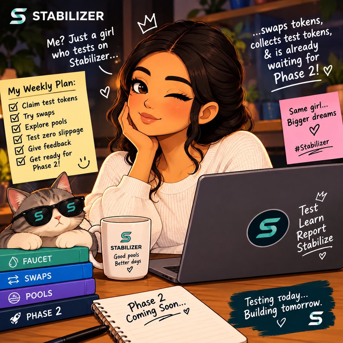 AminaLa7952399's tweet photo. Stabilizer Phase 2 is almost here!
The final groundwork is nearly complete, with the community testing faucets, swaps, pools, and zero-slippage capacity.
Now it’s time to test, learn, report, and help improve the experience
The next chapter is coming
#Stabilizer #DeFi #Phase2 https://t.co/mbww3vwl8K