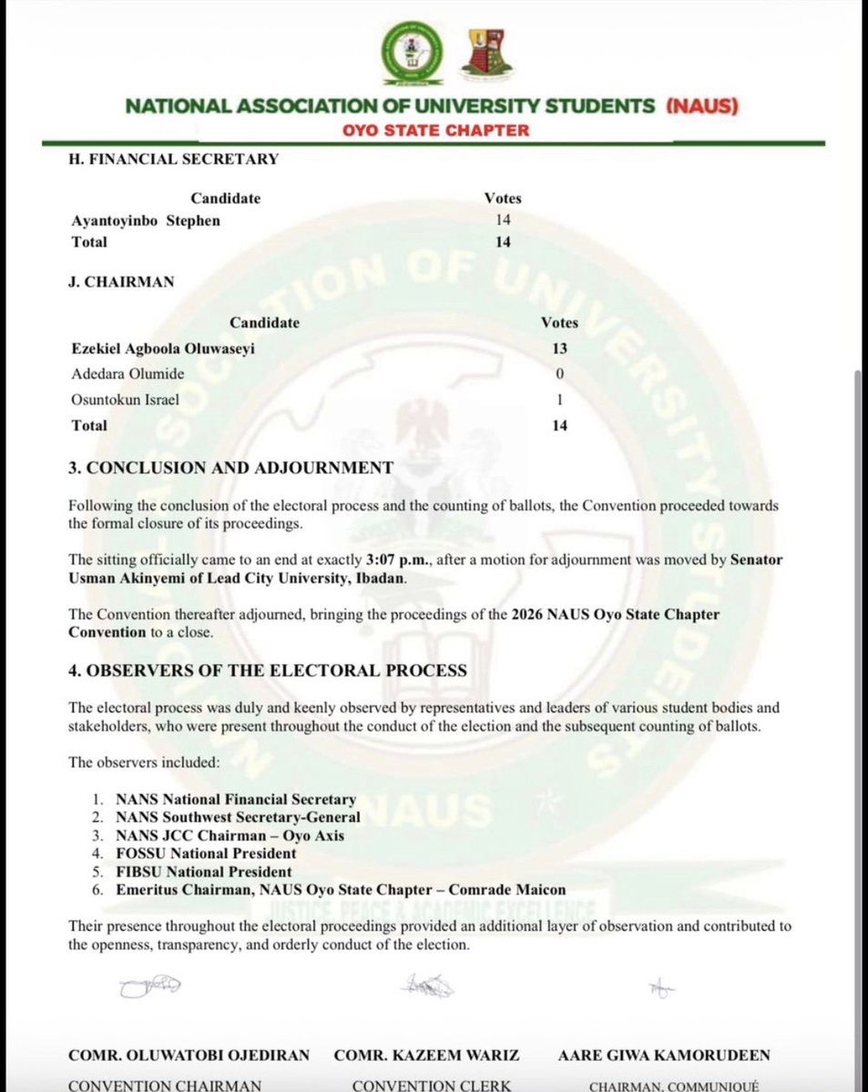emrys_stud's tweet photo. Congratulations to Oluwaseyi Ezikel (@Seyiezekiel_ ), a content creator from the University of Ibadan, as the newly elected Chairman of the National Association of University Students (NAUS). Oyo chapter 🔥

Congrats my bro! 🎉❤️ https://t.co/tD7Q8s38F4