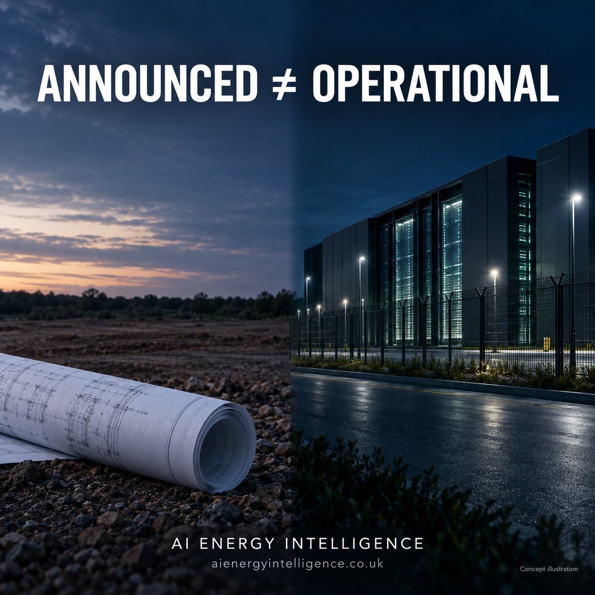 AIEnergyUK's tweet photo. Announced. Approved. Operational.

Three very different stages of a data-centre project.

Check the recorded status before drawing conclusions from the headline.

https://t.co/C1jpSOnN7a

#DataCentres #Infrastructure https://t.co/jVirzXSCDJ