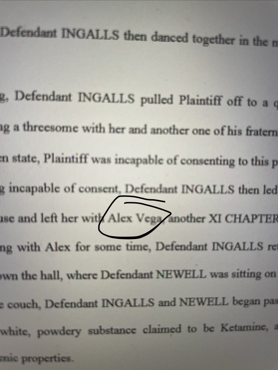 emkenobi's tweet photo. Alex Vega is another frat member named in the Civil Suit document. Ingalls left the victim with him and other fraternity members. If anyone has information about his current status and employment please dm me. https://t.co/drELMpvqRW