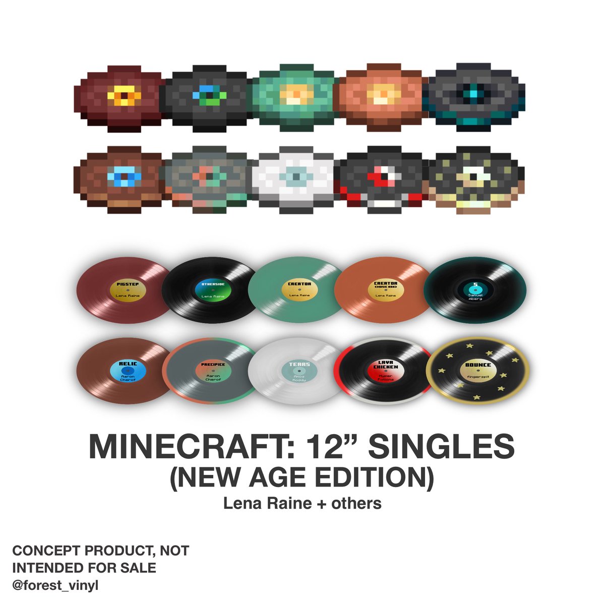 forest_vinyl's tweet photo. Lena Raine + others - Minecraft: 12” Singles 🌱⛏️
New Age Edition (10 modern in-game music discs (post-C418) )
Pressed on various colors of 12” vinyl
@Minecraft
#minecraft #soundtrackvinyl #pigstep #vinyl #vinylconcept https://t.co/JFU0KaZZ5U