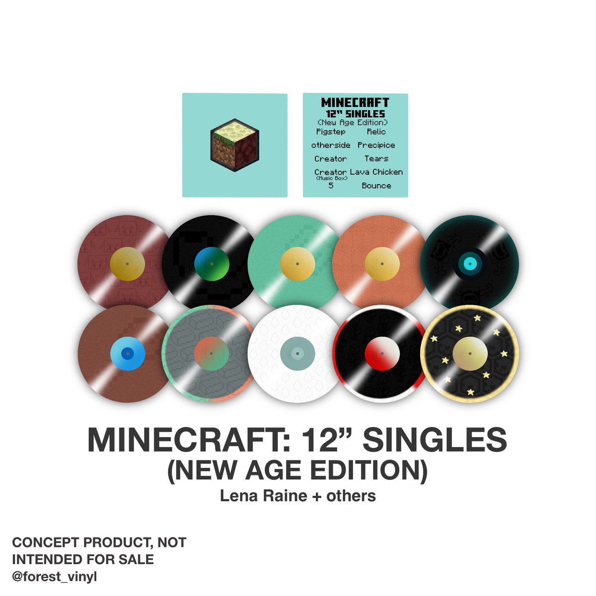 forest_vinyl's tweet photo. Lena Raine + others - Minecraft: 12” Singles 🌱⛏️
New Age Edition (10 modern in-game music discs (post-C418) )
Pressed on various colors of 12” vinyl
@Minecraft
#minecraft #soundtrackvinyl #pigstep #vinyl #vinylconcept https://t.co/JFU0KaZZ5U