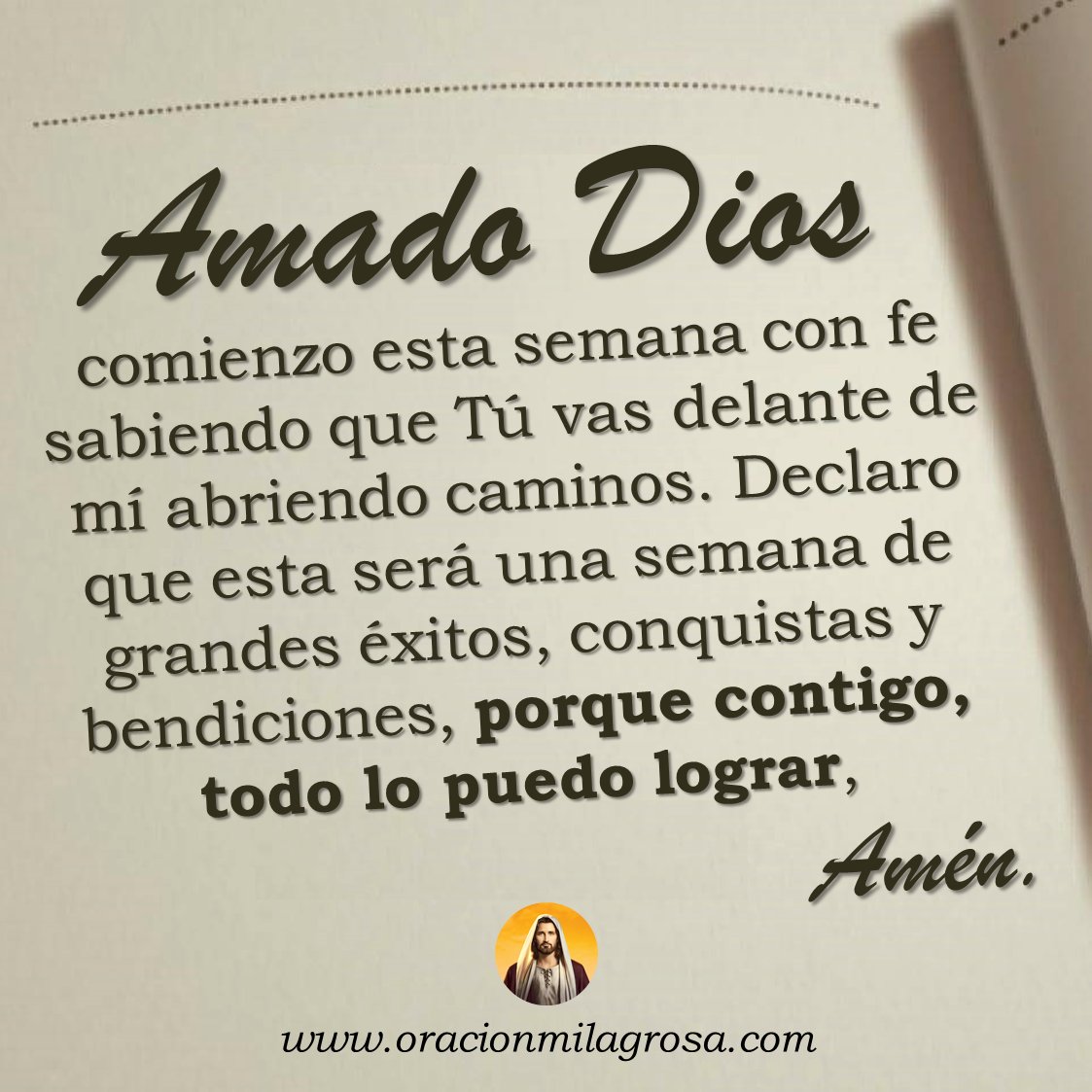 oracion_milagro's tweet photo. ORACIÓN POR UNA SEMANA DE GRANDES ÉXITOS Y CONQUISTAS: Amado Dios te entrego esta semana que inicia; por favor guía mis pensamientos y mis acciones para que todo lo que haga prospere bajo tu favor y concédeme prosperidad y milagros.

Mira este video en: https://t.co/yPdVL716G0 🌿