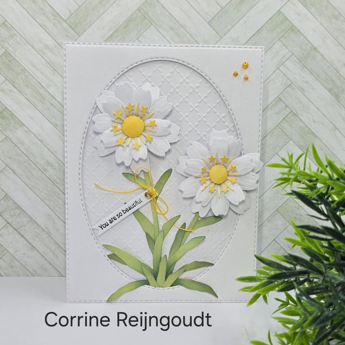 AldenKalua's tweet photo. Card. I made this card using products from several brands: the beautiful flower die from @ecraftdesigns, the older basic dies from @crealiesnl, and an embossing folder and sentiment from @studiolight_nl. https://t.co/K1z7NJ9mo3
