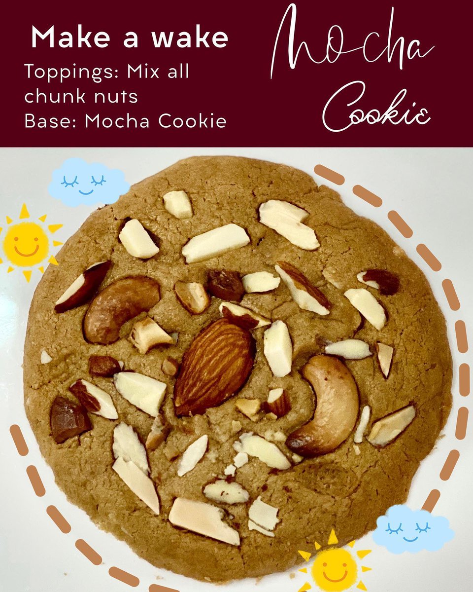 KamiHolderman's tweet photo. So delicious and satisfying. “Make a Wake” cookies: rich mocha almond and cashew cookies, packed with crunchy nuts in every bite. Made with real butter and fragrant coffee, they’re mildly sweet, generously sized at 8 cm, and carefully crafted. No https://t.co/WyFvQ7fxiR