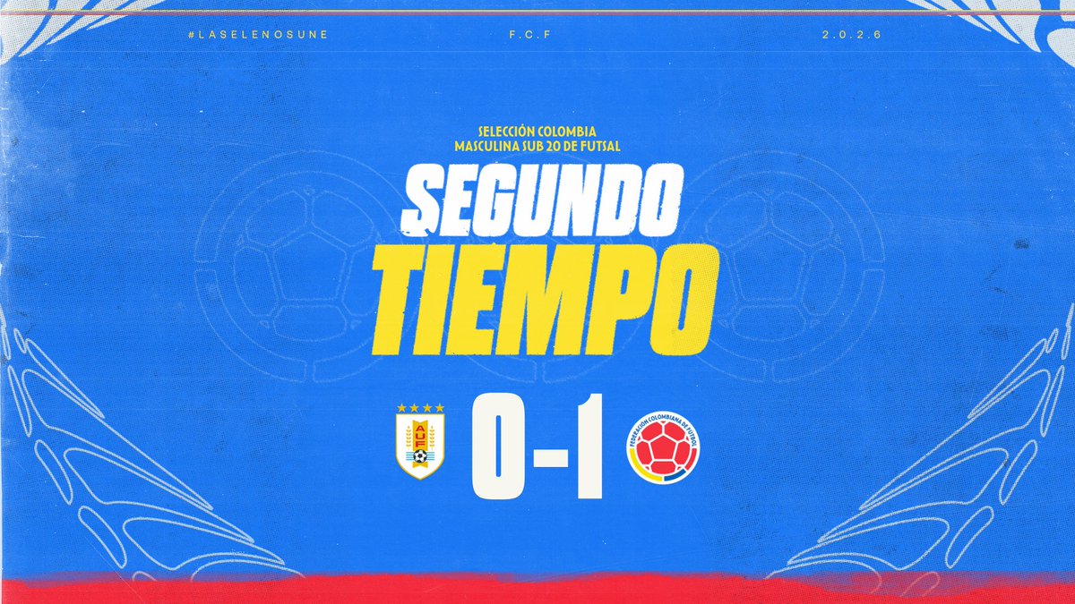 FCFSeleccionCol's tweet photo. Inicia el segundo tiempo del partido de nuestra Selección Colombia Masculina Sub 20 de Futsal 🆚 🇺🇾

🇨🇴 1-0 🇺🇾

#LaSeleNosUne 🇨🇴 https://t.co/qn3Mafhas3