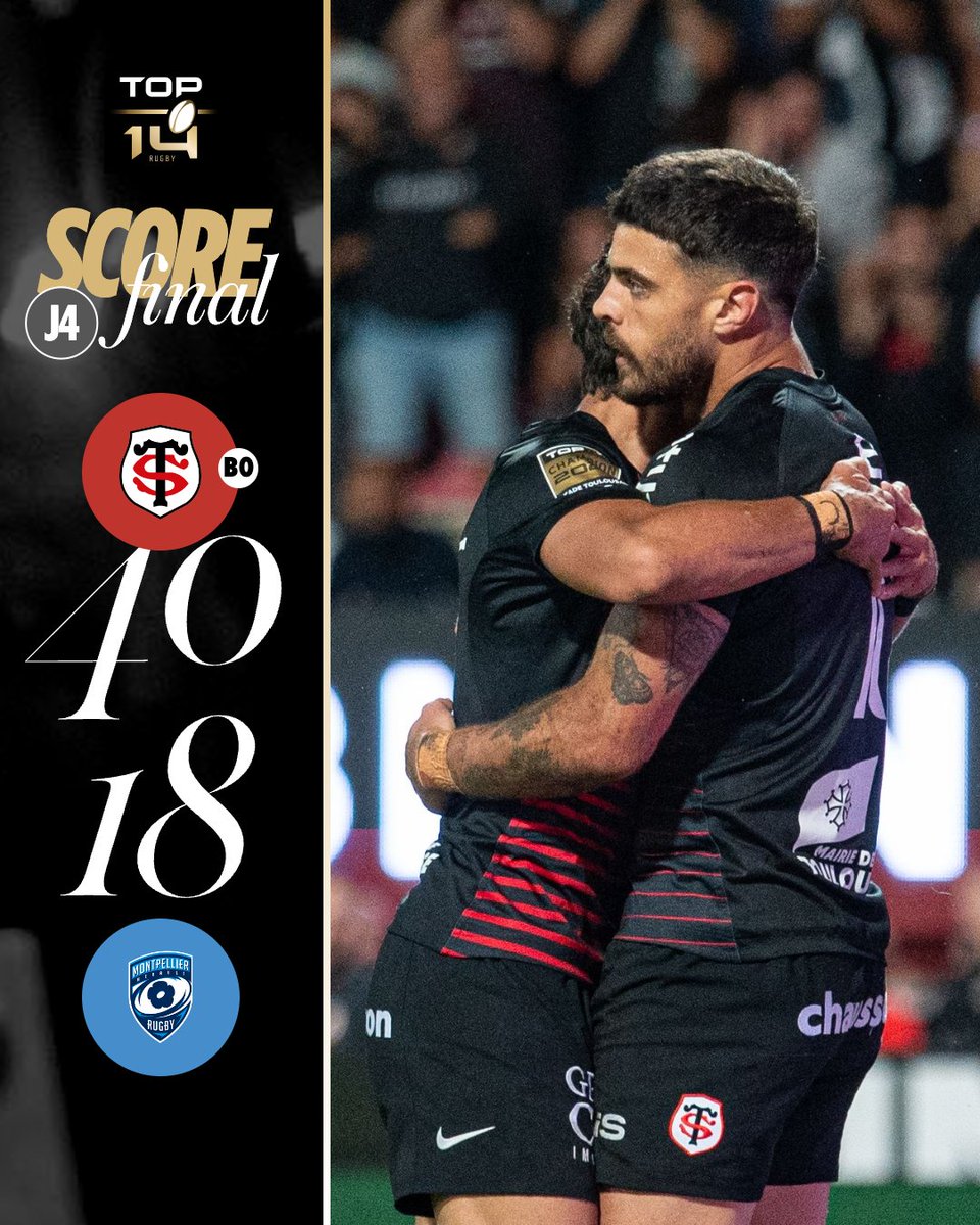 top14rugby's tweet photo. Le @StadeToulousain a accéléré en seconde période pour aller chercher un succès bonifié face à Montpellier 🔥

#TOP14 #STMHR https://t.co/8ws2ZpBWnM
