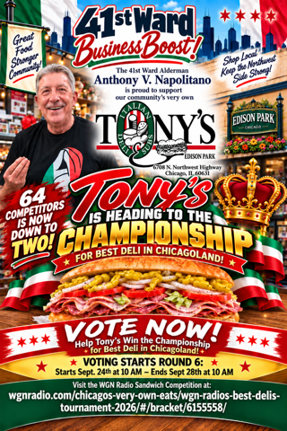 chicagocaps016's tweet photo. Tony's Italian Deli &amp; Subs in Edison Park  always supports us. Lets all help Tony's win the championship. https://t.co/uKVZTkauig