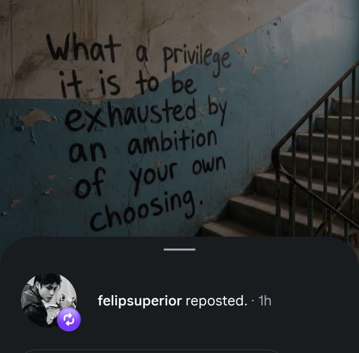 wholesomestell's tweet photo. alam niyo these past few weeks, sobrang burnout ako sa pag-aaral. i love my program pero grabe lang talaga pagod ko rito. 

then before i sleep, i came across this post reposted by felip. the timing is so :( perhaps this is a silent reminder for himself but it encouraged me. ☹️ https://t.co/6yuMStIE4b