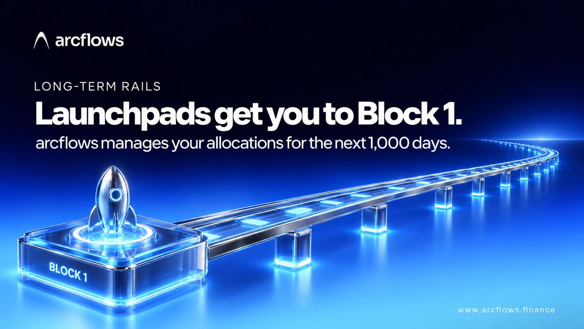 arcflows_app's tweet photo. Launchpads get you to Block 1. @arcflows_app  manages your allocations for the next 1,000 days. 🚀Build sustainable long-term trust with automated vesting and lock rails designed for project longevity.

🔹Long-term stability
🔹Fully automated
https://t.co/fR3MzBEzl6
#arc #arcflows