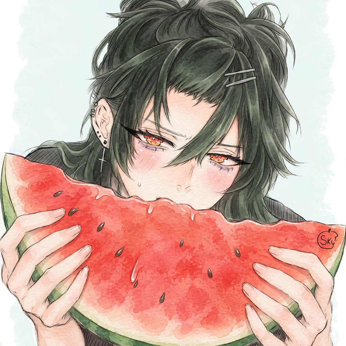 DearlyKeptt's tweet photo. Big slice of watermelon 🍉 

Will be posting more explicit content soon 😋

#solivanbrugmansia #TKaTB_VN #tkatb #soltkatb #yandere #fanart #nsfw #ibisPaint #fy #shy https://t.co/yk4wJ1jmDR