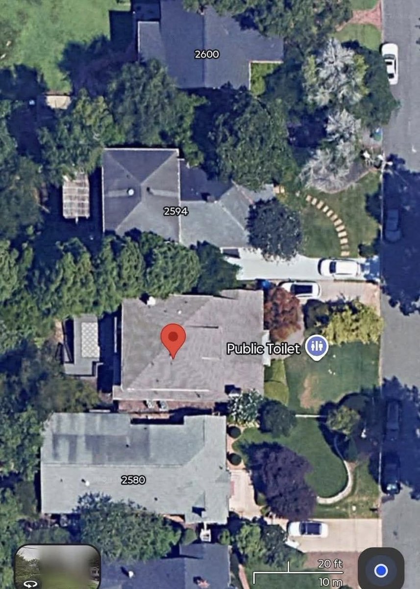 Exposing74's tweet photo. 🚨 #BREAKING: Internet users marked the Flock CEO’s lawn as a “public toilet” after it was revealed he redacted public streetview images of his house for privacy. https://t.co/VqO8lmGPns