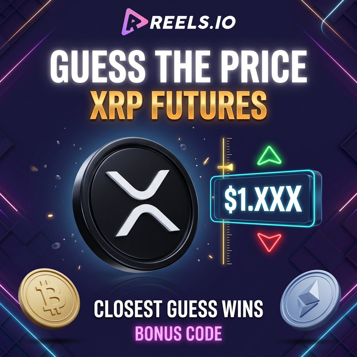 Reelsio's tweet photo. 🚨 Giveaway 🚨

Guess the price of $XRP in 48 hours. Closest guess wins a no-deposit bonus.

Format: $1.XXX — e.g. $1.234

One guess each. Entries close in 24h, late ones don't count. Ties go to whoever posted first.

Settled on the Reels futures XRP price 48 hours from now.

Must be following @Reelsio