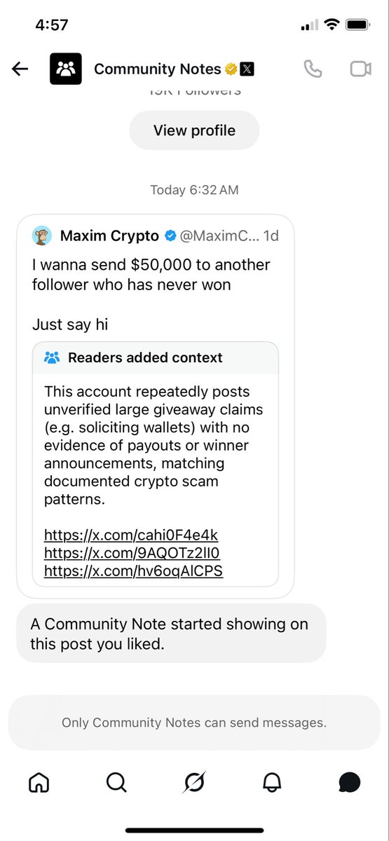 WhoMeMRT's tweet photo. Looks like @MaximCrypto0 might be a scam https://t.co/RwQxqTnV4T