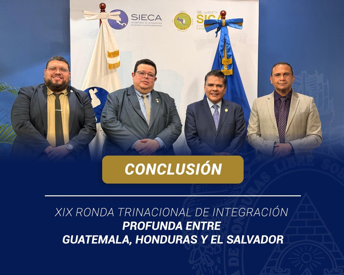AduanasHonduras's tweet photo. 🇭🇳 Honduras impulsa la facilitación del comercio regional

La Administración Aduanera de Honduras participó en la XIX Ronda del Proceso de Integración Profunda, junto a Guatemala y El Salvador, donde se alcanzaron avances para modernizar y agilizar los procesos aduaneros. https://t.co/yNEkchgQI1