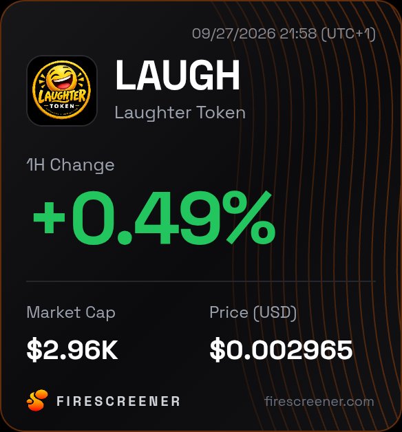 UmarYah75149577's tweet photo. $LAUGH is +0.49% over the last 1h — tracked on @firescreener https://t.co/9zCxKrQZgt