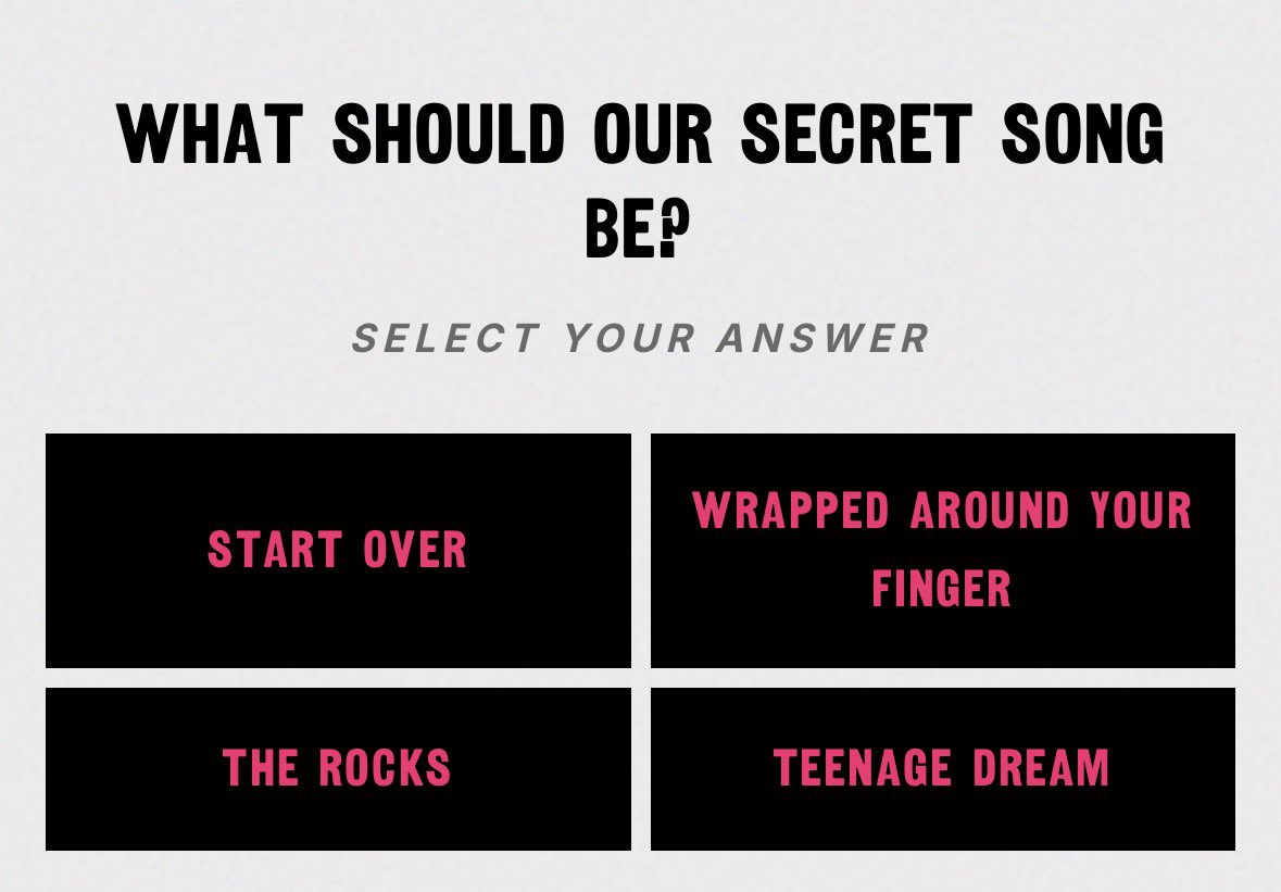 5SOSBrasilFam's tweet photo. As opções de música secreta de hoje são:

Start Over
Wrapped Around Your Finger
The Rocks
Teenage Dream

#LimaIsAStar #EASTour #EASLima https://t.co/t5QXC4rlaB