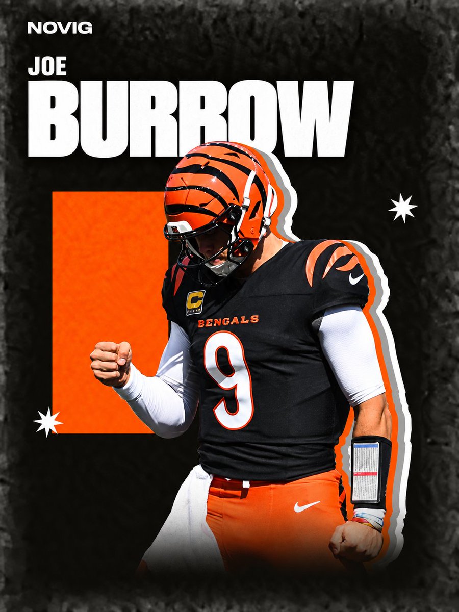 Novig's tweet photo. Joe Burrow continues to climb the record books.
Most passing TDs through 80 career starts:

Patrick Mahomes - 192
Dan Marino - 181
Aaron Rodgers - 177
Joe Burrow - 163 https://t.co/6nnN8EZa1d