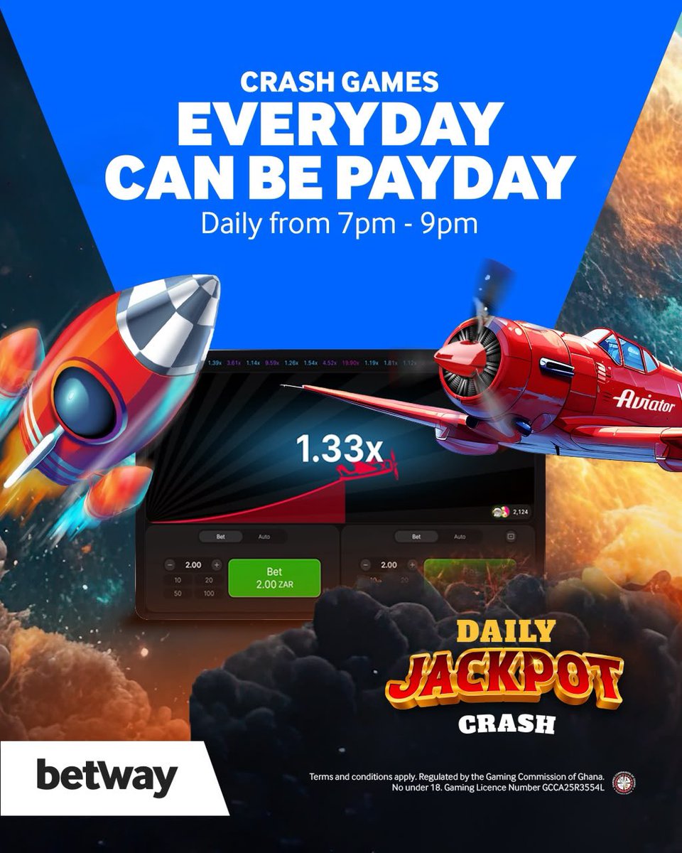 O_Zonefx's tweet photo. Don't miss tonight's Daily Jackpot!
7PM-9PM | 50 winners sharing GHS 25,000.
Play eligible games now.
https://t.co/e1VK95EWnl…

#BetwayGHDailyJackpot https://t.co/AW2XxBS5Jf