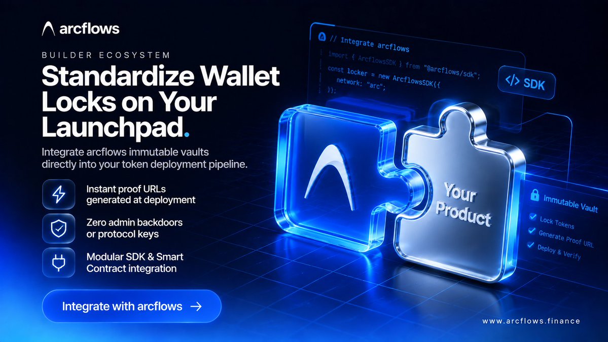 arcflows_app's tweet photo. Standardize wallet locks on your launchpad with @arcflows_app ! 
Integrate immutable vaults directly into your deployment pipeline with zero admin backdoors and instant proof URLs.
🔹Modular SDK
🔹Instant proof URLs
https://t.co/OXU4iFssJg

#arc #arcflows https://t.co/1j7JyrlmuF