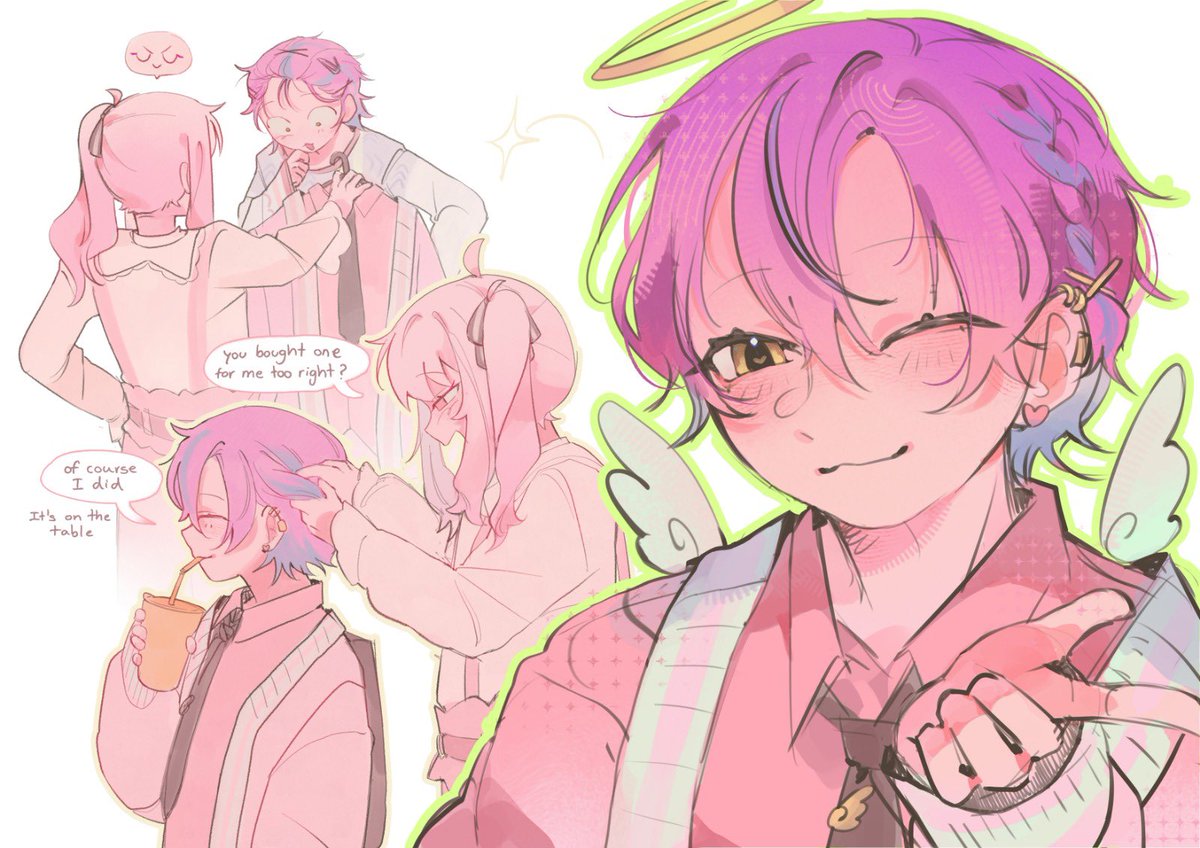 akunipii's tweet photo. I like the idea of mizuki choosing outfits for rui to wear, I also wanted to draw his new hairstyle, it's so cute #prsk_FA https://t.co/tMS5QQZZki