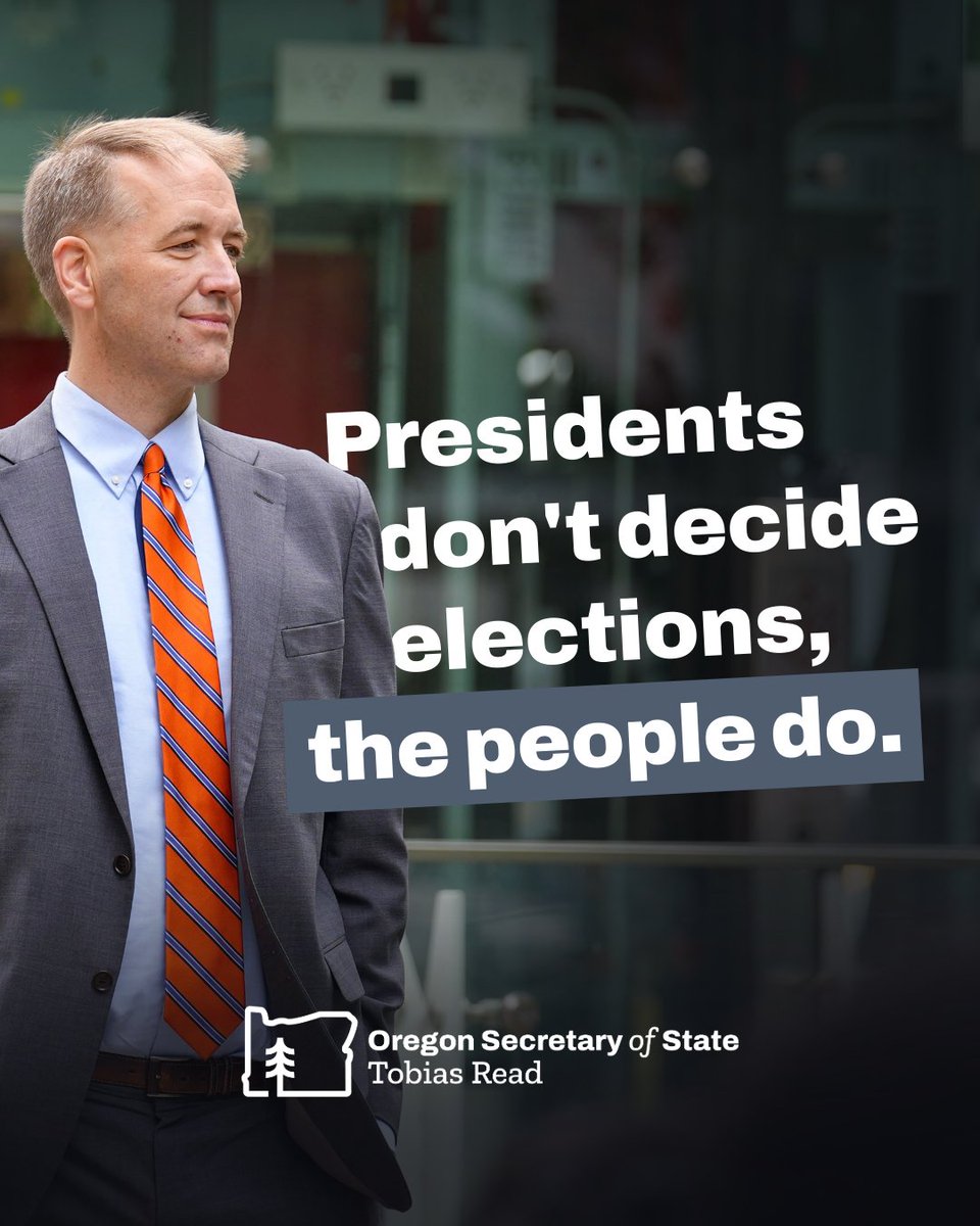 ORSecretaryRead's tweet photo. Your daily reminder: Presidents don't decide elections, the people do!

#OregonVotes #OregonElections #OregonNews #OrPol https://t.co/qeq97nc28C