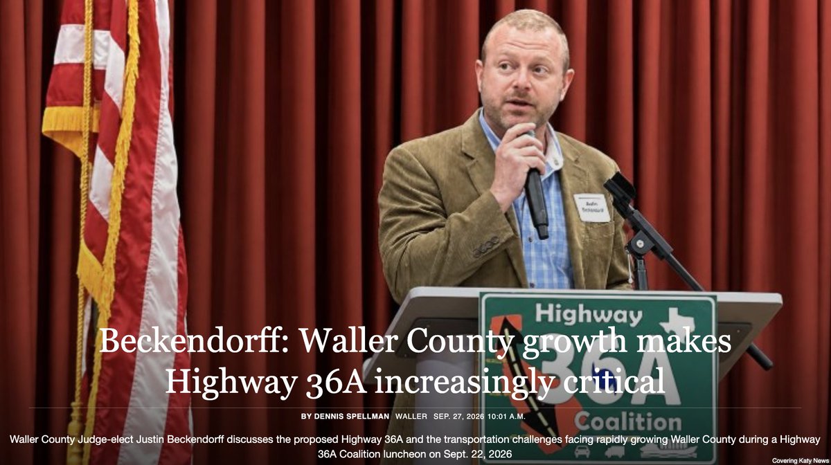 coveringkaty's tweet photo. Beckendorff:  Waller County growth makes Highway 36A increasingly critical https://t.co/Vlcs90Juqk https://t.co/WSkoze7KCX