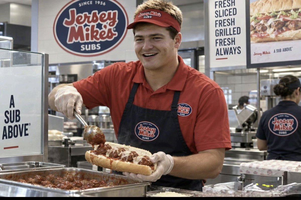 SoloBk_'s tweet photo. @SportsCenter I just got a sub, Mikes way, from this dude the other day. Had no idea he played football part time https://t.co/MxAIo6eMCx