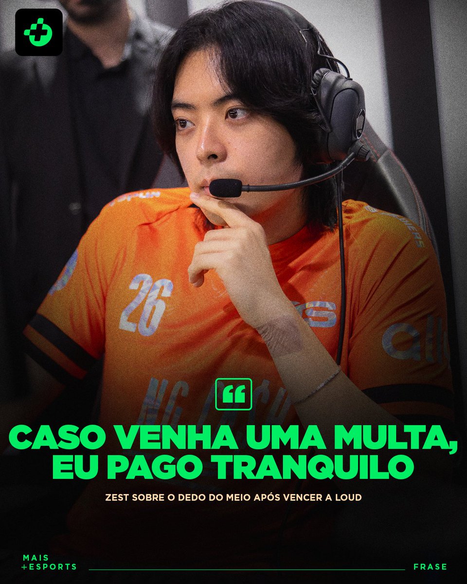 maisesportsbr's tweet photo. 🎙️ Zest falou, durante a coletiva de imprensa, sobre o dedo do meio que fez após vencer a LOUD:

"Na verdade, eu até tentei não olhar muito o Twitter nesses últimos dias, justamente porque o pessoal, principalmente os torcedores da LOUD, parecia que, em vez de tentar enaltecer o próprio time, estava tentando atacar o adversário. Então, eu tentei fugir um pouco dessas coisas. 

Só que, quando eu estava entrando para o quinto jogo, um torcedor da LOUD chegou falando para mim: 'Você vai perder, vocês vão perder esse jogo'. E aí, quando acabou, eu só fiz esse gesto para aquele torcedor em específico. Então, caso venha uma multa, eu pago tranquilo. E é isso."