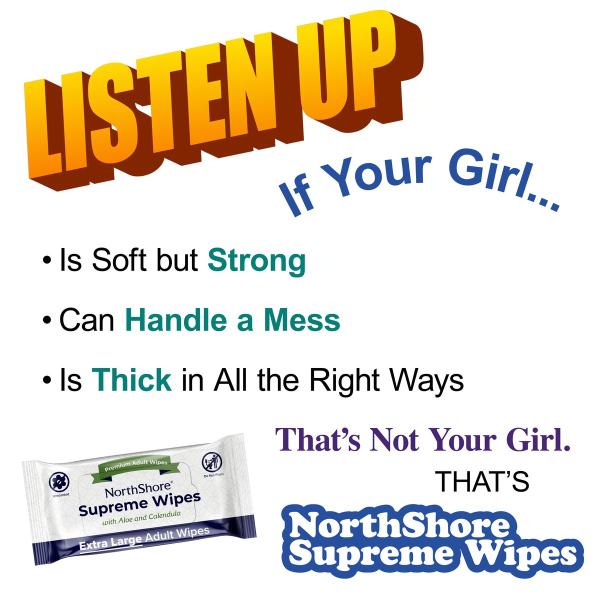NorthShoreCare's tweet photo. Your girl or NorthShore Supreme Wipes?? 👀👀👀 https://t.co/t2cyW3TvtL