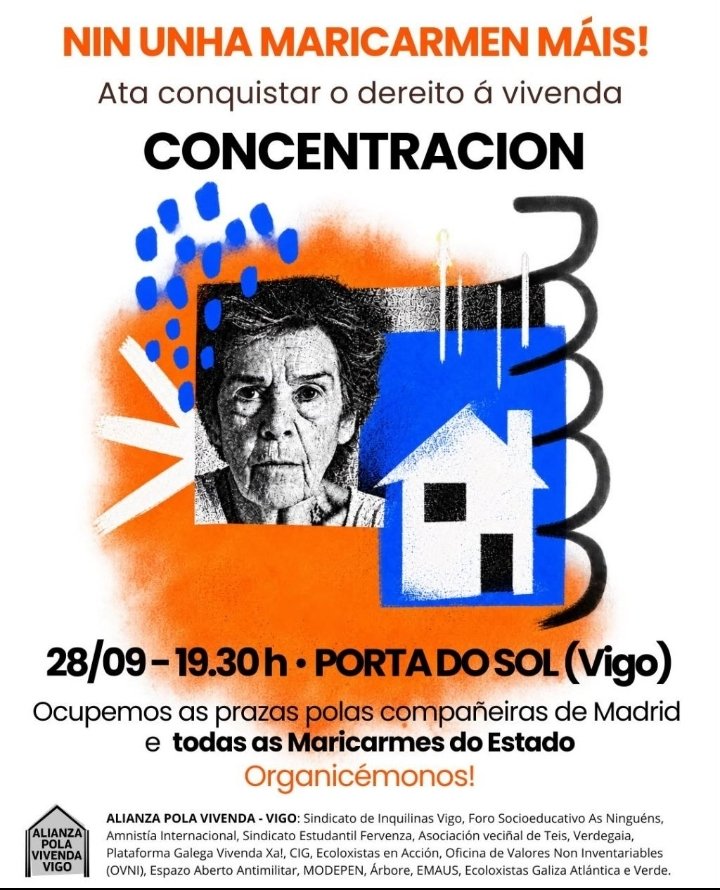 20campy's tweet photo. NIN UNHA MARICARMEN MAIS!✊🏠
É o reflexo dunha crise de vivenda que nos afecta a todas.
Esiximos contratos indefinidos, conxelación dos alugueiros, regulación real dos alugueiros de tempada e habitacional e ningún desafiuzamento sen alternativa habitacional. https://t.co/IwPzllYuxH