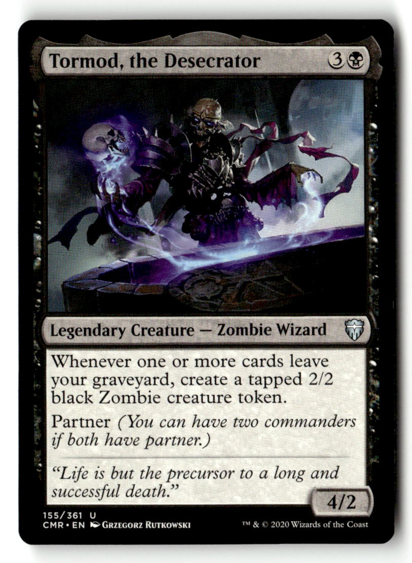 CardCacheNV's tweet photo. Every card leaving your graveyard just became a threat. Tormod, the Desecrator turns graveyard hate into a zombie horde — and he partners up for double-commander decks. Eerie art, nasty upside. 💀

https://t.co/20LffbxI1Y

#MTG #CommanderLegends #CardCacheNV https://t.co/vPAYnlAJpn