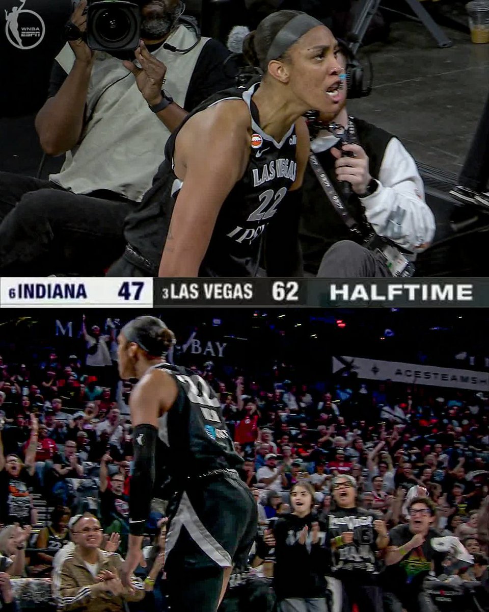 espn's tweet photo. 22-POINT HALF FOR NO. 22 🔥

A'ja Wilson with the most points in a first half in her playoff career to kick off Game 1 on ABC 🍿 https://t.co/00cOVAjc7B