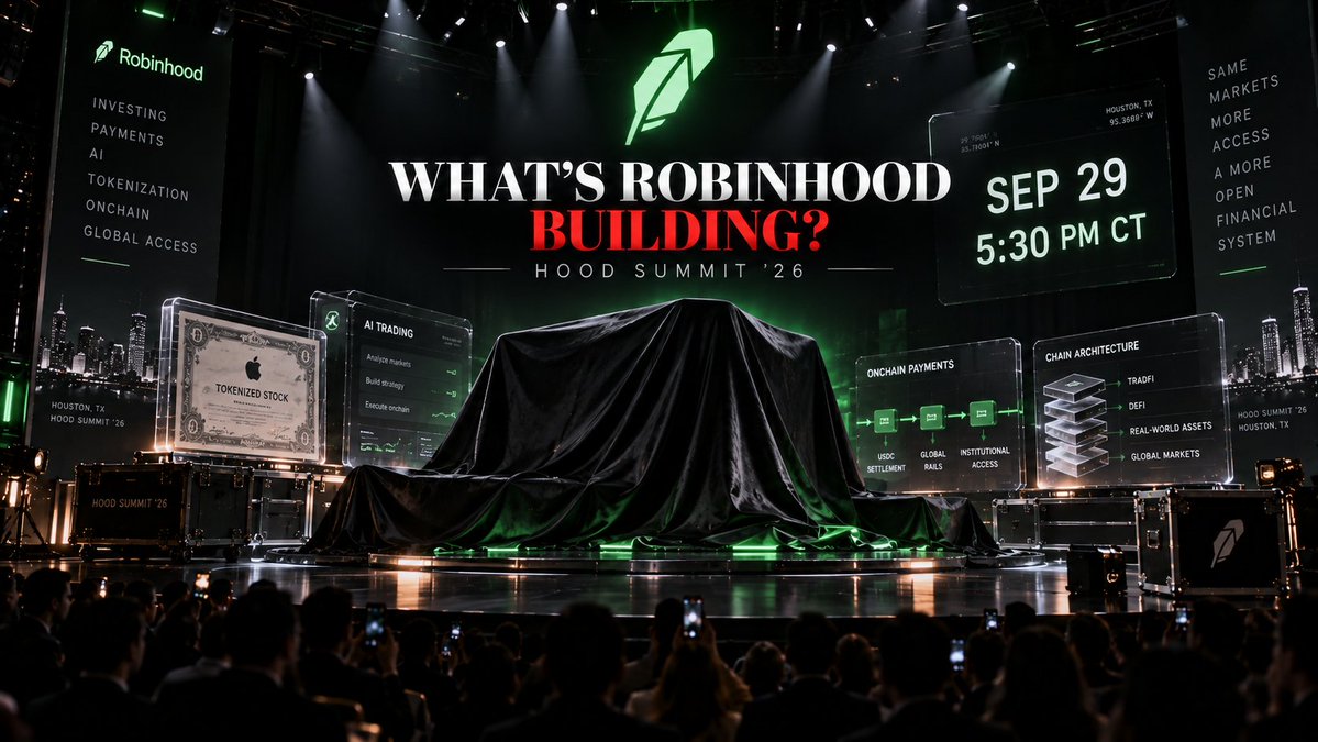 TEX_Wallet's tweet photo. 🟢Robinhood is teasing something big for traders

HOOD Summit returns to Houston on Sep. 29–30

Robinhood says Vlad Tenev will unveil its newest tools for active traders during the opening keynote. Tenev recently said the team has “lots and lots of things” cooking around AI agents, with more to share at this very event. 

Joining the guest lineup: Cathie Wood, Bankless founder David Hoffman and other market names

They’ve already put stocks onchain and given AI agents trading access✅

What do you think Vlad Tenev pulls out of the hat next?😏
